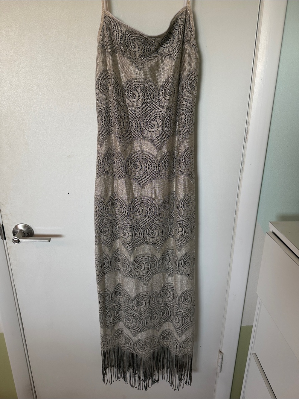 California concepts sparkly fringe vintage 90s metallic dress medium